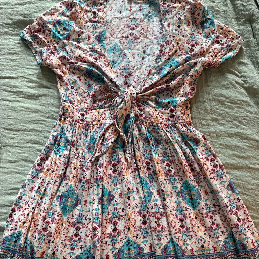 Romeo & Juliet Couture Multicolor Tie-Front Mini Dress